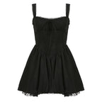 Coquette Lace Panel A-line White Dress black Shoptery