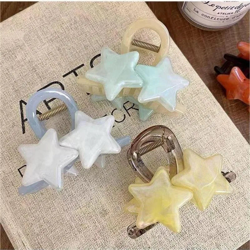 Decora Pearlescent Star Hair Claw Clip in Smoky Grey Shoptery