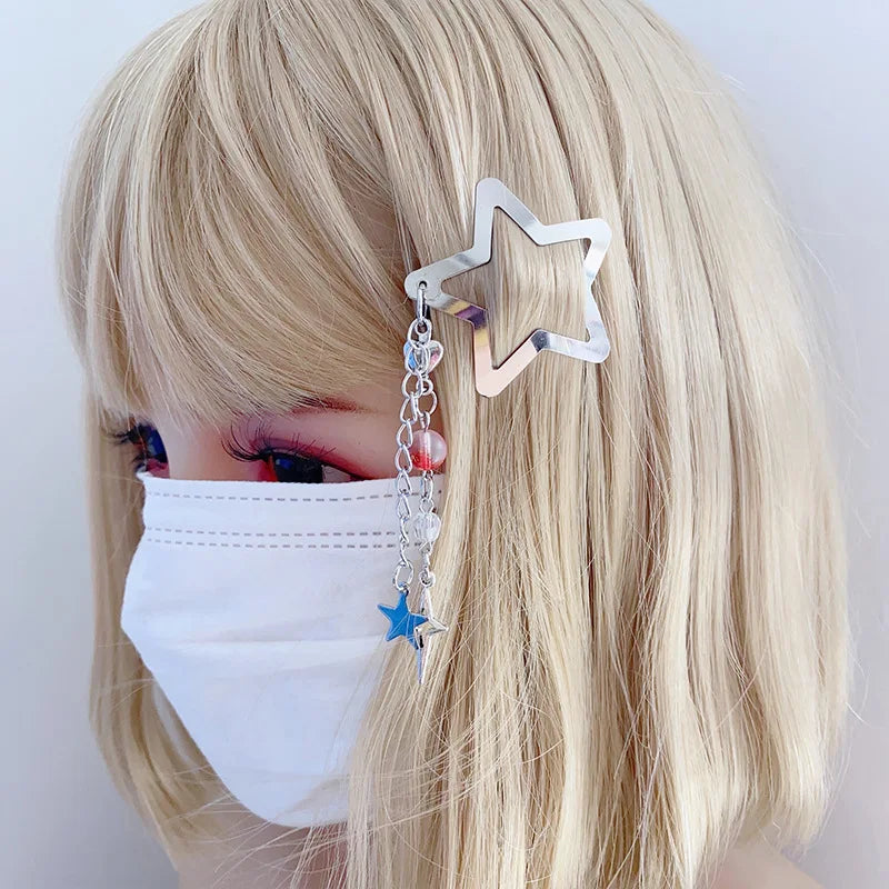 Decora Star Hair Clip Set with Chain Tassel & Bead Charms 2 Shoptery