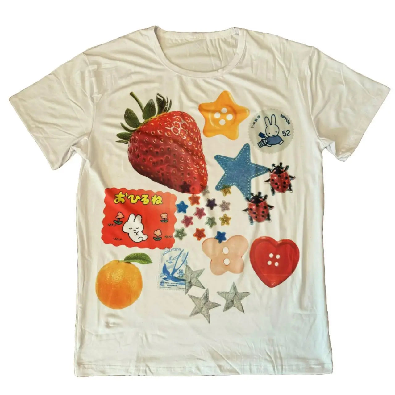 Kawaii Collage Fruit T-Shirt WHITE Shoptery