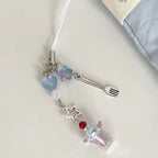 Fairy Kei White Lace Heart & Flower Bead Phone Strap Charm F Shoptery
