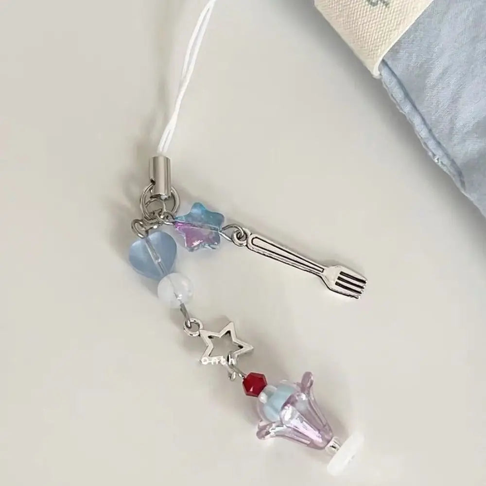 Fairy Kei White Lace Heart & Flower Bead Phone Strap Charm F Shoptery