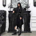 Visual Kei Black Rose Asymmetric Shirt Dress with Studded Belt Shoptery