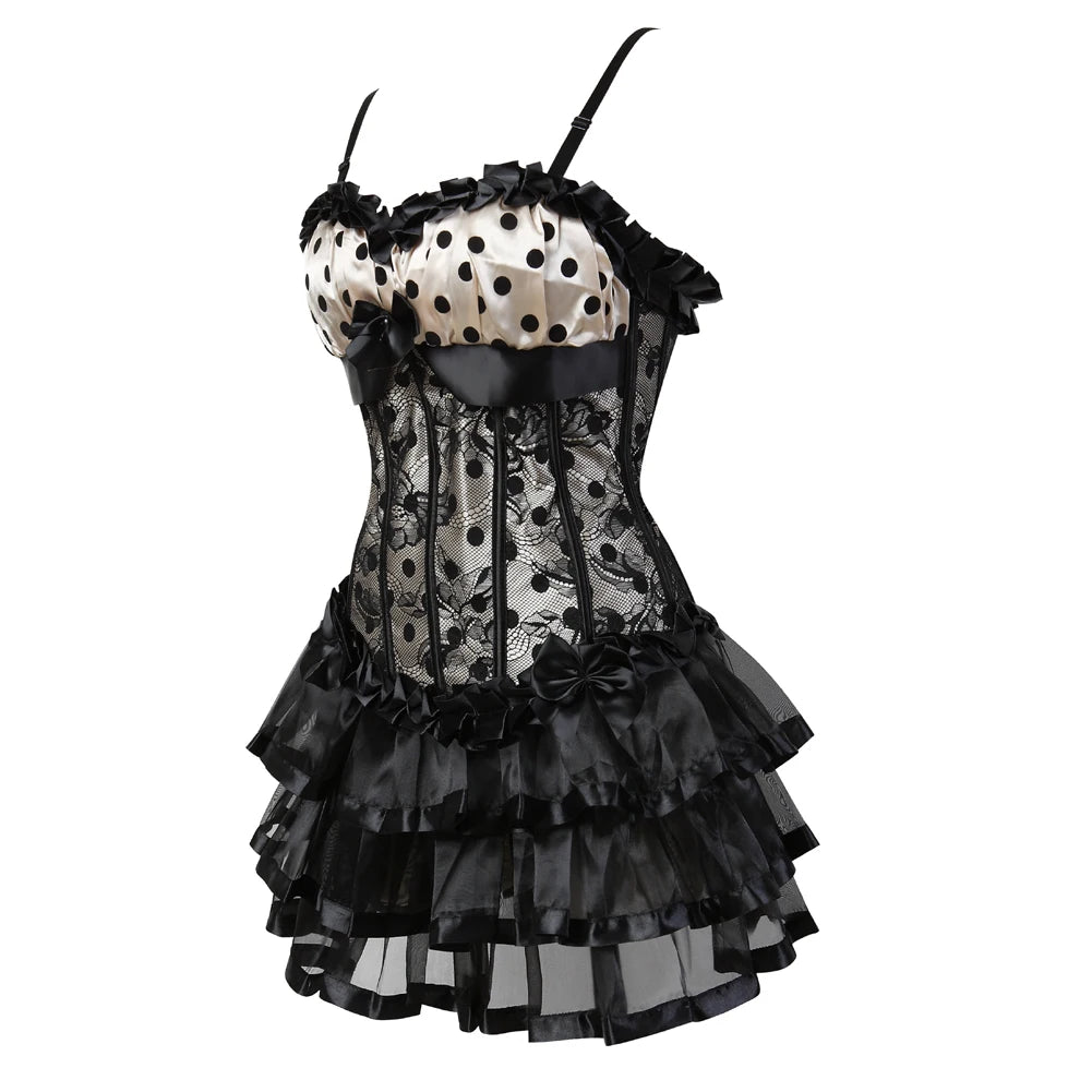 Jirai Kei Polka Dot Corset Dress with Layered Tulle Skirt Secondary image