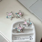 Decora Iridescent Crystal Star Hair Clip Set Silver 4Pcs Shoptery