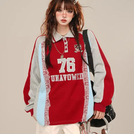 Varsity Lace Retro Sweatshirt Shoptery