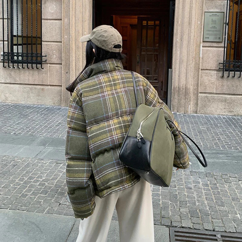 Forest Check Puffer Jacket Shoptery