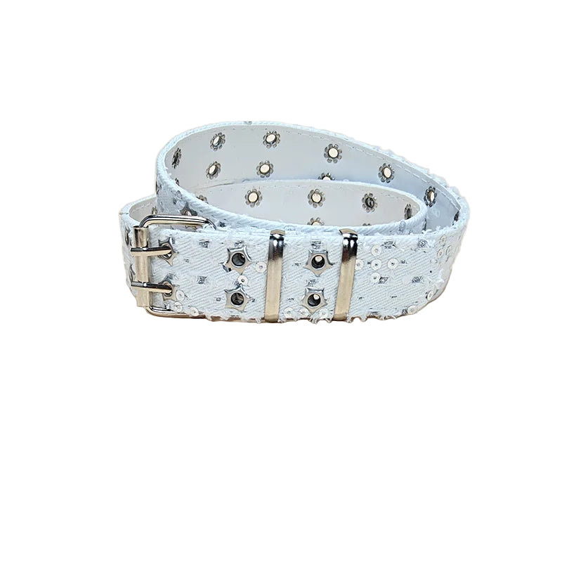 Belt – Stardust Sparkle for Versatile Style WHITE Shoptery