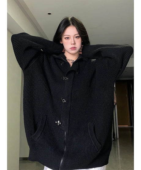 Midnight Buckle Oversized Cardigan