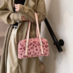 Pink Prowl Fuzzy Shoulder Bag Shoptery
