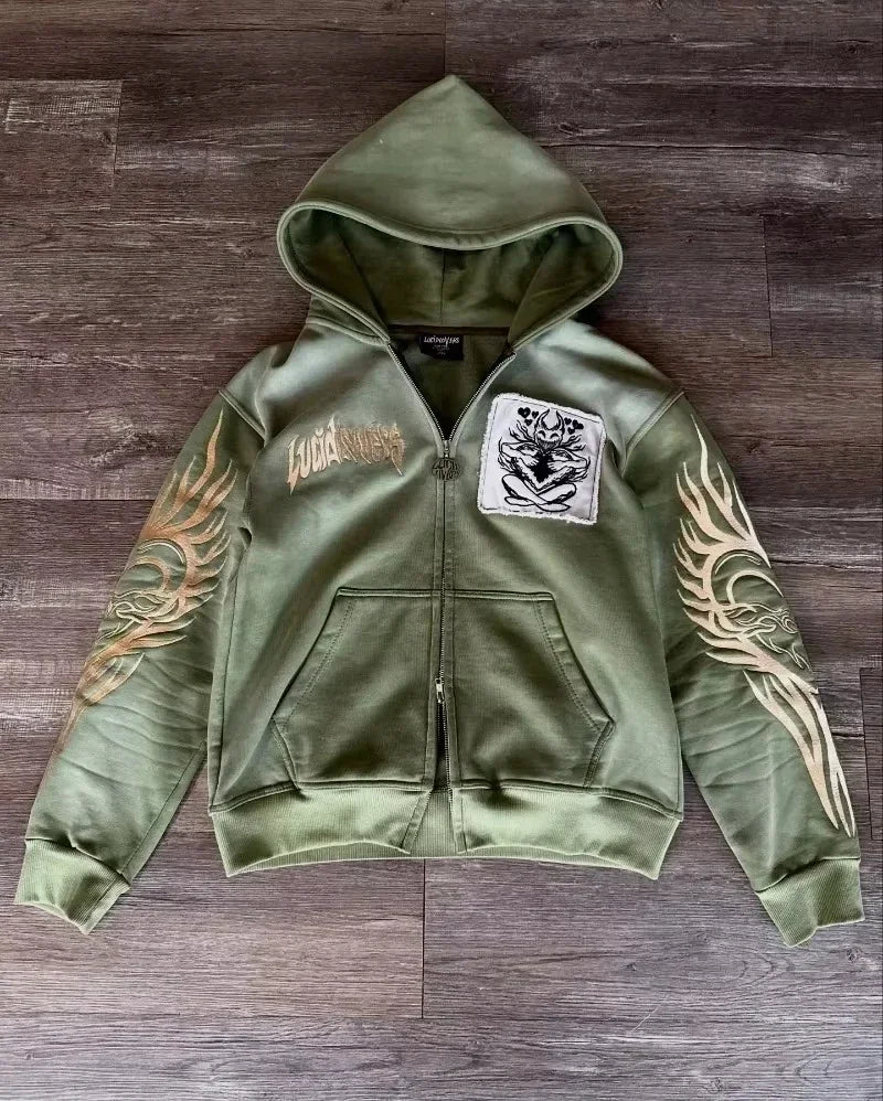 Autumn And Winter New Fashion Oversized Pattern Printed Fur Collar Sweater Women Y2K Gothic Hip Hop Harajuku Casual Sweatshirt 1 2 Shoptery