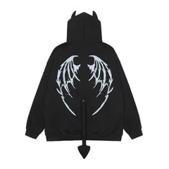 Hellwing Devil Edgy Hoodie black Shoptery