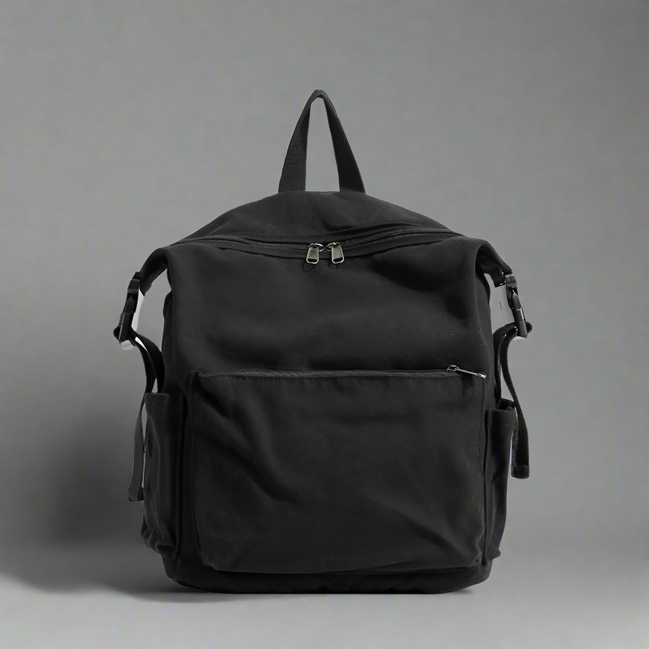 Dusty Plum Canvas Retro Backpack black Shoptery