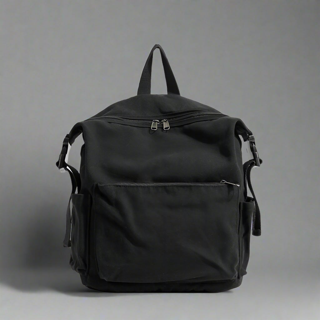 Dusty Plum Canvas Retro Backpack black Shoptery