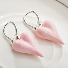 Melted Heart Drop Coquette Earrings Pink Shoptery