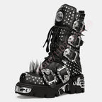 Visual Kei Skull Spike Studded Platform Combat Boots Shoptery