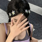 Decora Iridescent Crystal Star Hair Clip Set Silver Shoptery
