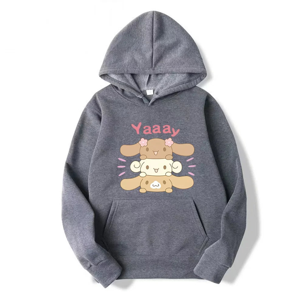 Kawaii Bunny Stack Hoodie Dark grey Shoptery