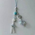 Fairy Kei White Lace Heart & Flower Bead Phone Strap Charm Shoptery