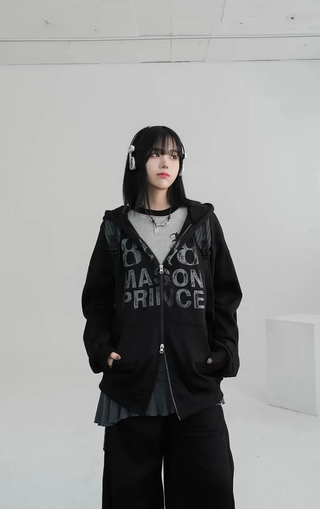 Midnight Print Core Alt Edgy Hoodie Shoptery