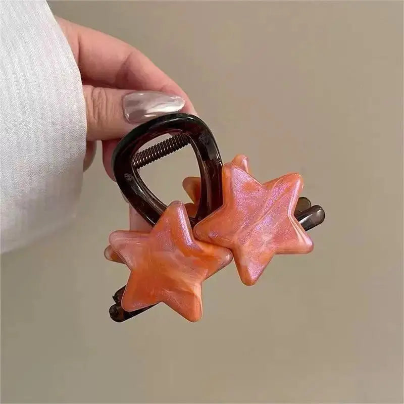 Decora Pearlescent Star Hair Claw Clip in Smoky Grey D Shoptery