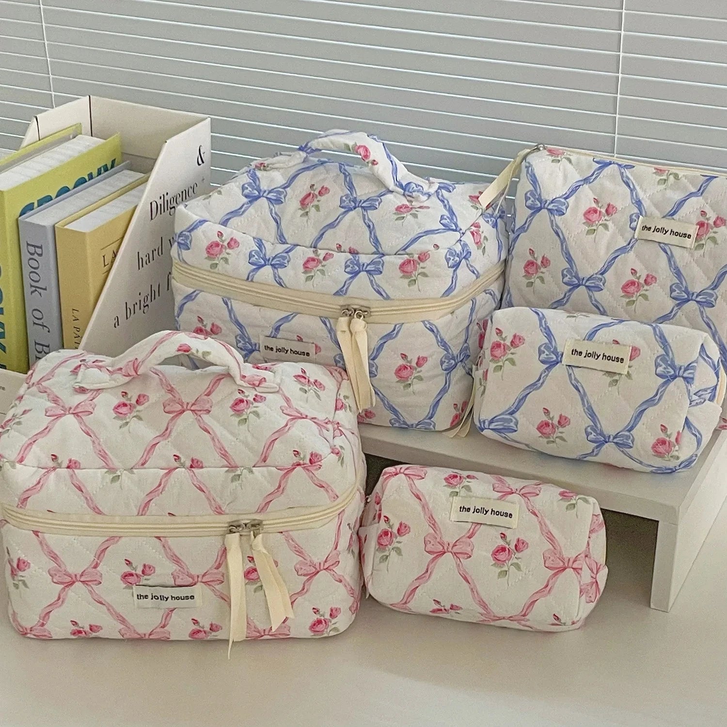 Retro Bow Bloom Coquette Makeup Bags Shoptery