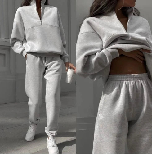 Woman Thick Long Sleeved Hoodie and Pants Set