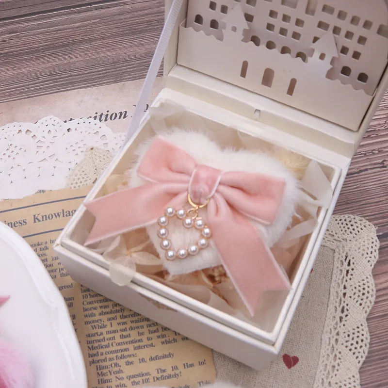 Jirai Kei Fluffy Heart Velvet Bow Pearl Charm Hair Clip Shoptery