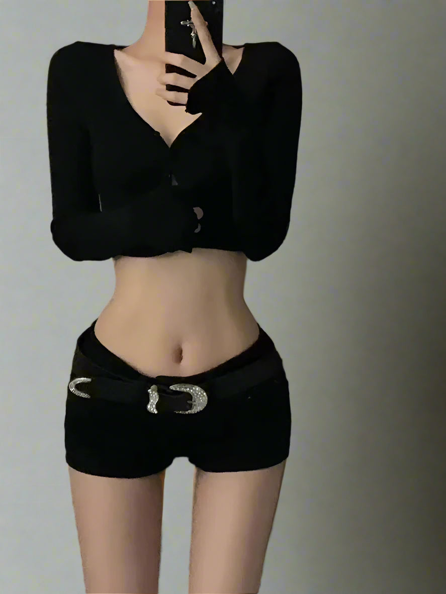 Midnight Glam Belted Alt Shorts Shoptery