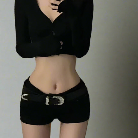 Midnight Glam Belted Alt Shorts Shoptery