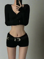 Midnight Glam Belted Alt Shorts Shoptery