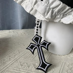 Jirai Kei Black White Ruffle Tiered Mini Skirt with Cross Charms Shoptery