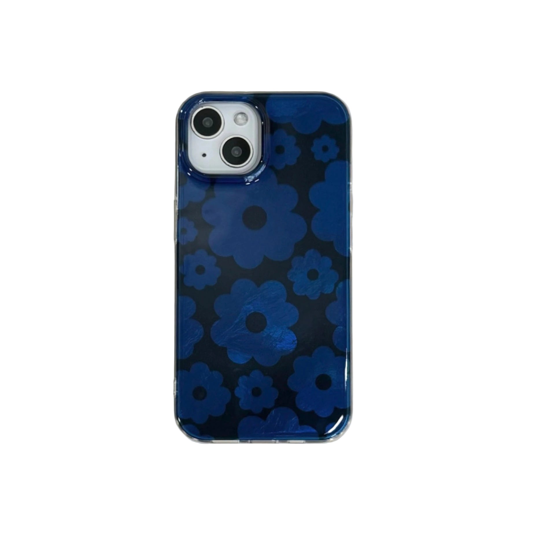 Matte Navy Blue Floral Aesthetic iPhone Case 1 Shoptery