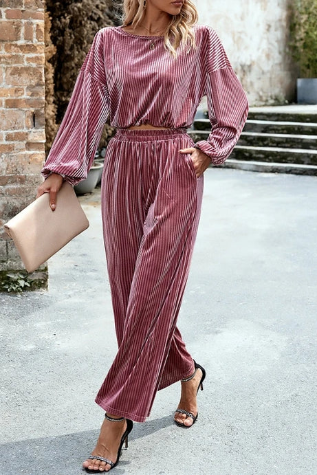 Women's Velvet Fashion Casual Two Piece Set