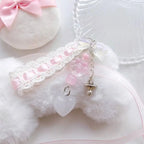 Fairy Kei White Lace Heart & Flower Bead Phone Strap Charm C Shoptery