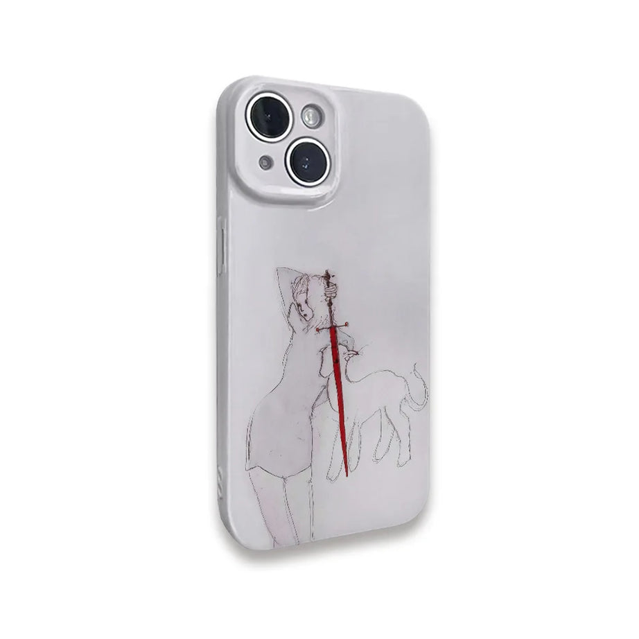 Girl and Beast with Red Sword iPhone Case 2 Shoptery