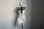 Jirai Kei Rhinestone Cross Leopard Lace Ruffle Slip Mini Dress Shoptery