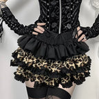 Gyaru Leopard Print Tiered Ruffle Mini Skirt Shoptery
