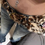 Gyaru Leopard Faux Fur Belt with Antique Gold Buckle Shoptery