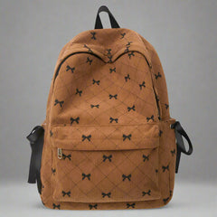 Ribbon Grid Coquette Backpack Brown Shoptery