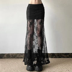 Widow Bloom Lace Alt Skirt black Shoptery