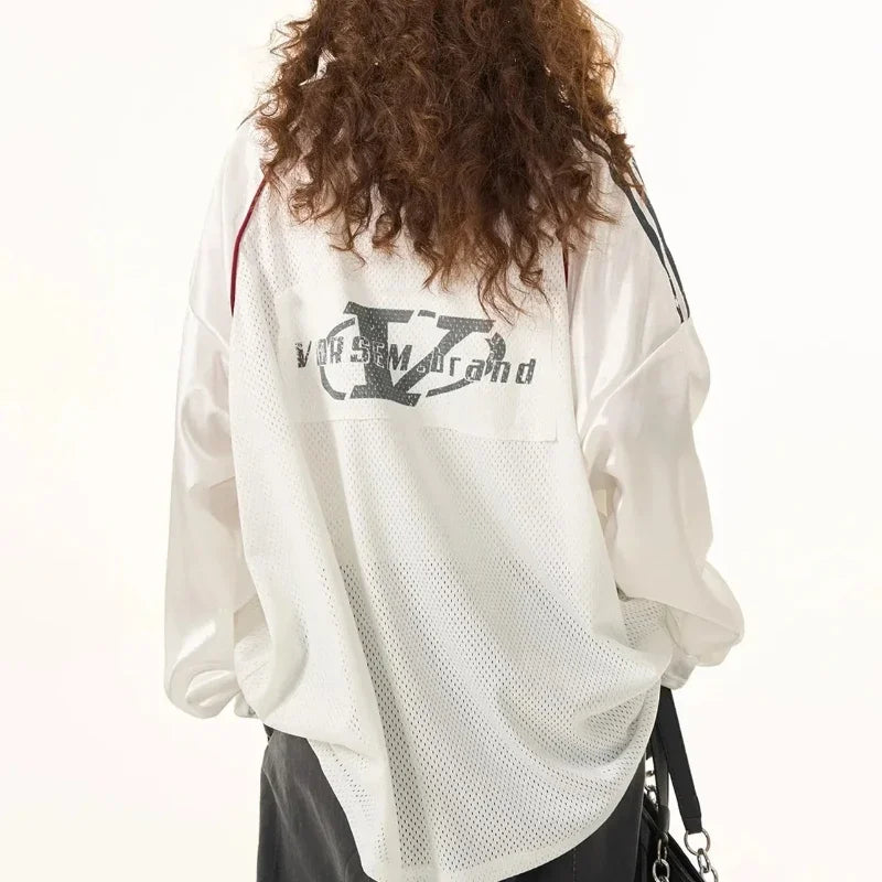 Retro Streetwear Oversized Long Sleeve Top Shoptery