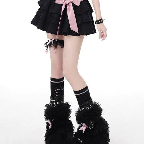 Midnight Doll Tiered Kawaii Skirt black Shoptery