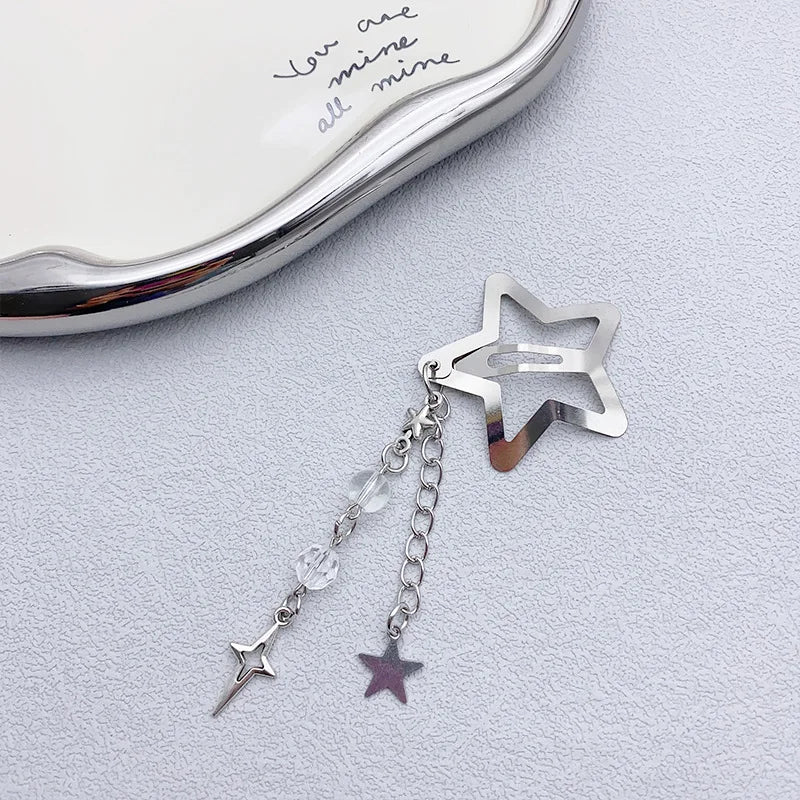 Decora Star Hair Clip Set with Chain Tassel & Bead Charms Shoptery