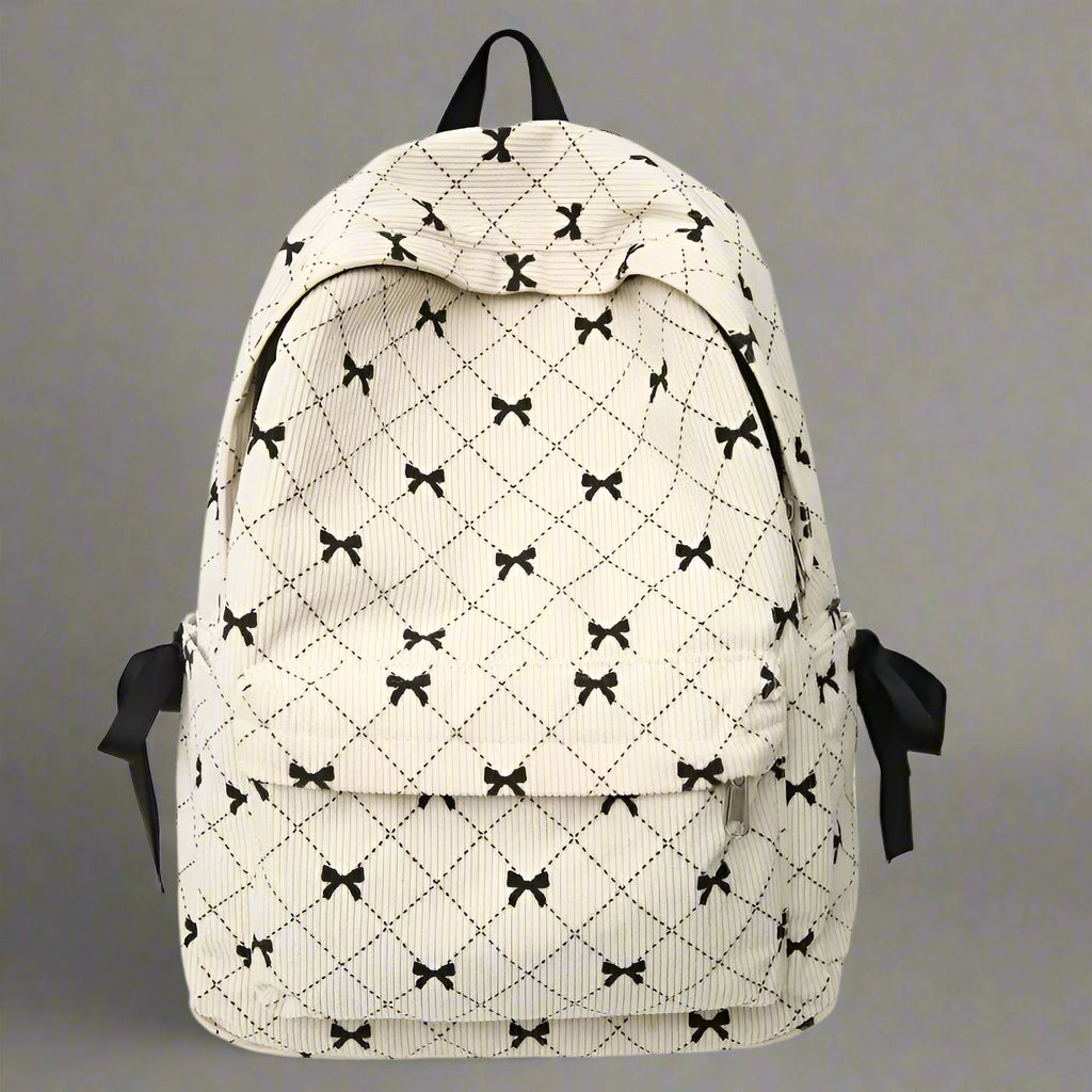 Ribbon Grid Coquette Backpack White Shoptery