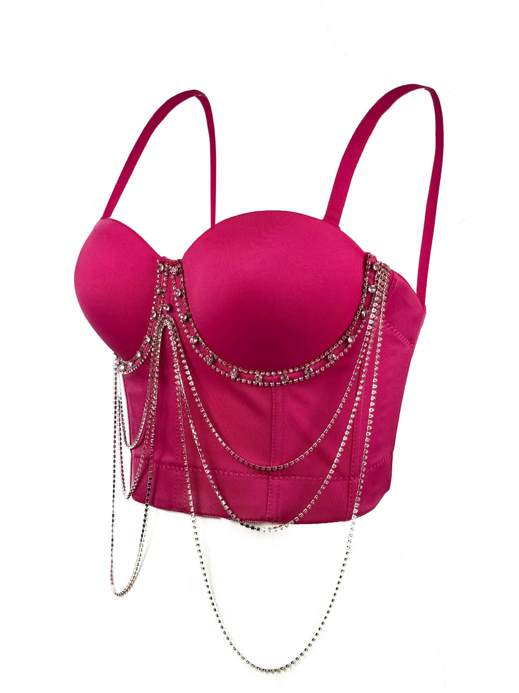 Visual Kei Crystal Chain Draped Bustier Corset Crop Top Red Shoptery