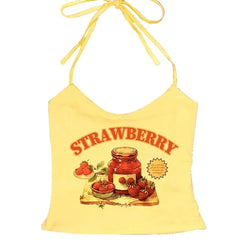 Aesthetic Sweet Strawberry Jam Top yellow Shoptery