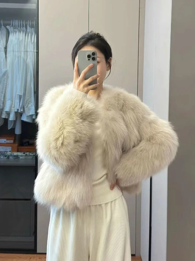 Pearl Soft Furry Coat Beige white Shoptery