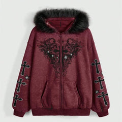 Fallen Grace Cross Zip Hoodie Shoptery