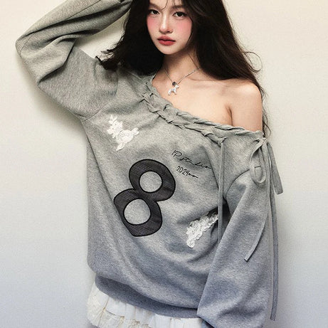 Offbeat Bow Edgy Sweatshirt Shoptery